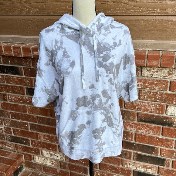 Electric & Rose Terry Tie Dye Short Short Sleeve Relaxed Oversized Hoodie M - Picture 1 of 7